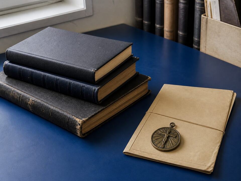 Sponsored content policy: a devotional object arranged on a worktable